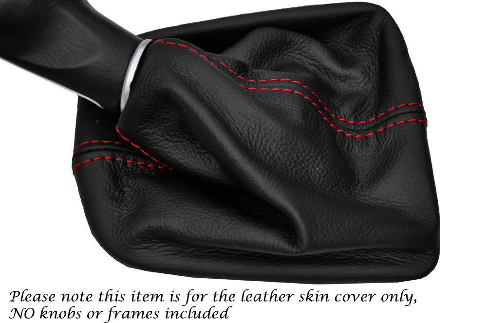 RED STITCHING MANUAL LEATHER GEAR GAITER FITS SEAT MII 2011-2015 CUSTOM NEW