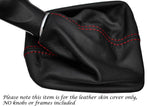 RED STITCHING MANUAL LEATHER GEAR GAITER FITS SEAT MII 2011-2015 CUSTOM NEW