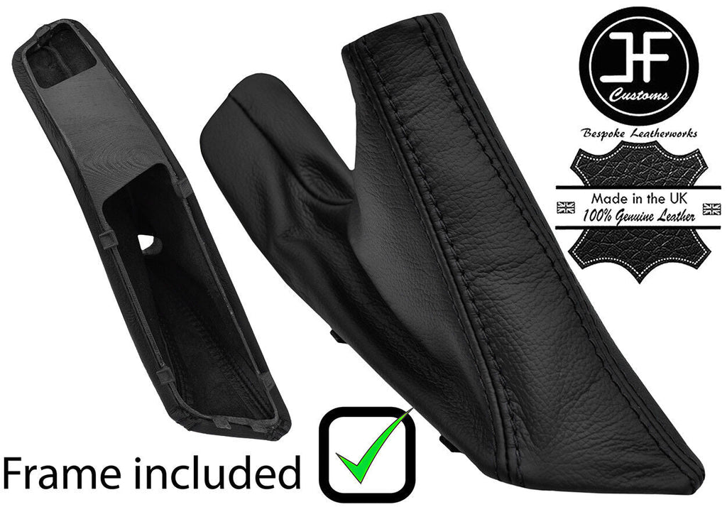 BLACK STITCH LEATHER HANDBRAKE GAITER+PLASTIC FRAME FITS BMW X1 E84 2009-2015
