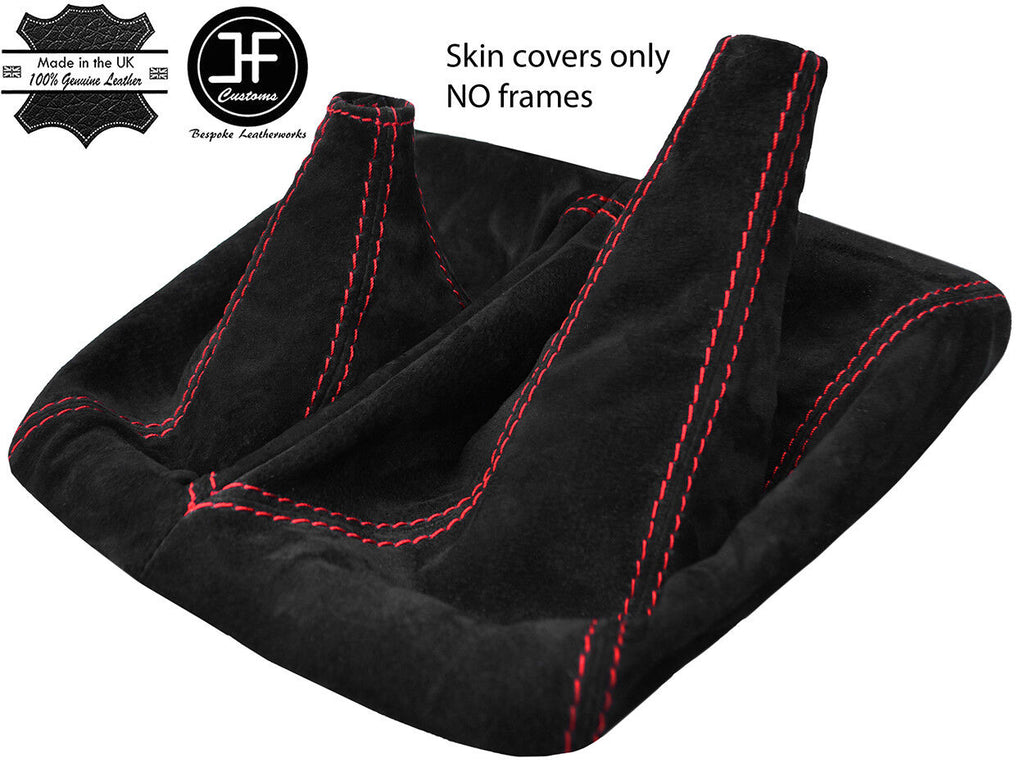 RED STITCH REAL SUEDE MANUAL 4X4 GEAR GAITERS FITS TOYOTA HILUX 2012-2016