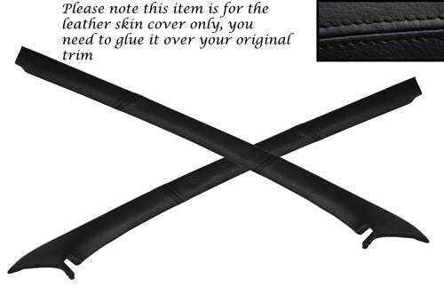 BLACK STITCH 2X C PILLARS LEATHER SKIN COVERS FITS FORD CAPRI MK2 MK3 CUSTOM NEW