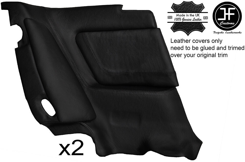 BLACK STITCH 2X REAR FULL DOOR CARD TRIM LTHR COVERS FITS TOYOTA SUPRA MK3 86-93