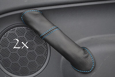 FITS TRANSIT CONNECT 2X blue stitch LEATHER DOOR HANDLE COVERS CUSTOM NEW