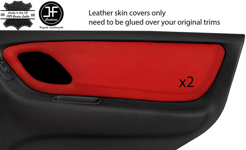RED REAL LEATHER 2X REAR DOOR CARD TRIM COVERS FITS MAZDA TRIBUTE 2001-2007
