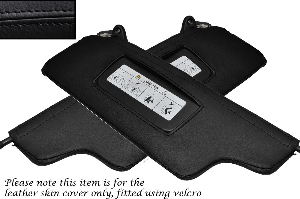 BLACK STITCH 2X SUN VISORS LEATHER SKIN COVERS FITS FORD PROBE 1993-1998