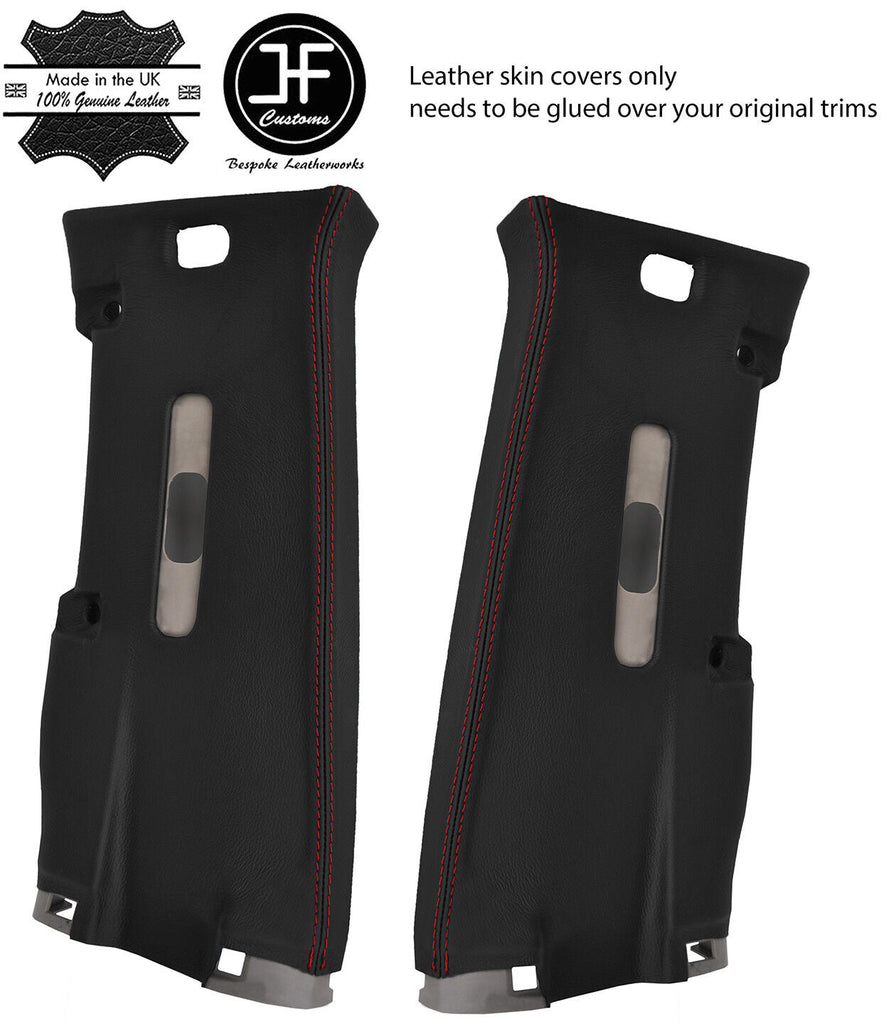BLACK STITCH 2X MID UPPER B PILLAR LEATHER COVERS FITS NAVARA D40 2006-2014