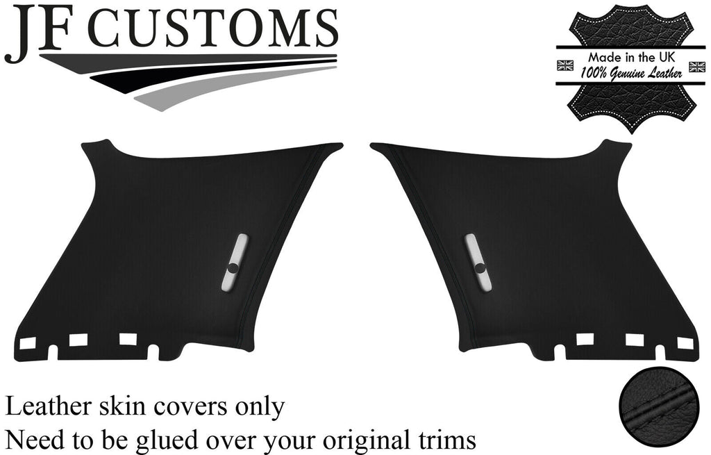 BLACK STITCH 2X REAR C PILLAR LEATHER COVERS FITS VW GOLF MK4 98-05 5 DOOR