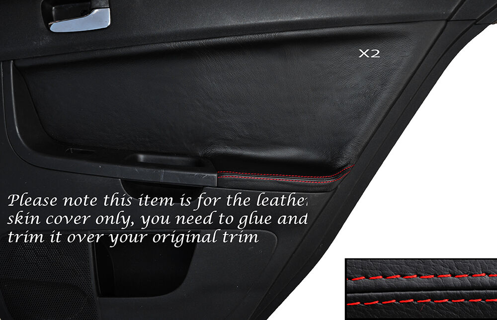 RED STITCH 2X REAR DOOR CARD TRIM SKIN COVER FITS MITSUBISHI LANCER EVO X 10