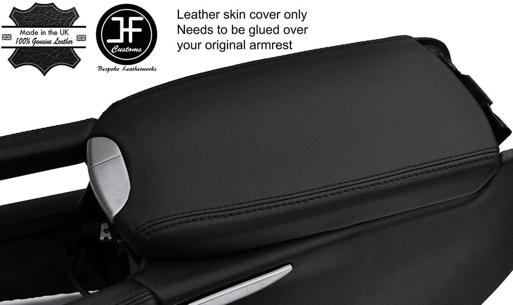 BLACK STITCH ARMREST LID REAL LEATHER COVER FITS MERCEDES ML CLASS W164 05-11