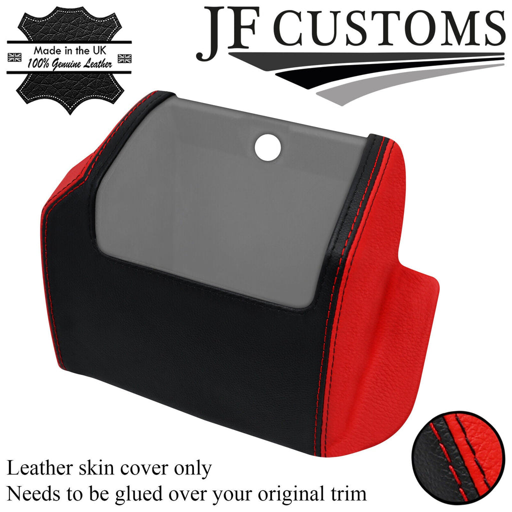 RED & BLACK LEATHER LOWER DASH END POCKET COVER FOR VW T4 TRANSPORTER JF1