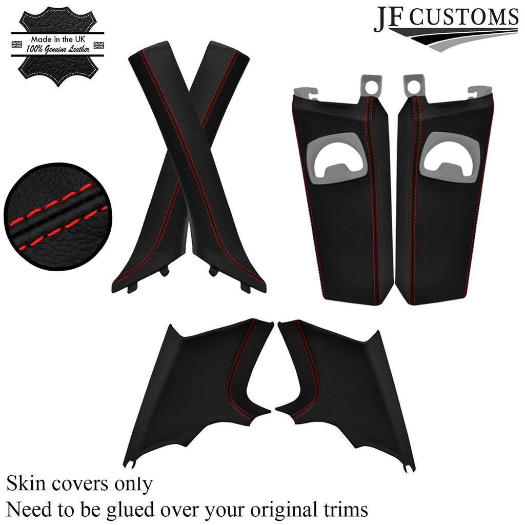 RED STITCH ITALIAN LEATHER PILLAR KIT COVERS FOR BMW 3 SERIES E92 COUPE 06-13