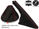 RED STITCH FITS FIAT 500 07-15 GEAR & SLIM HANDBRAKE GAITERS TOP GRAIN LEATHER