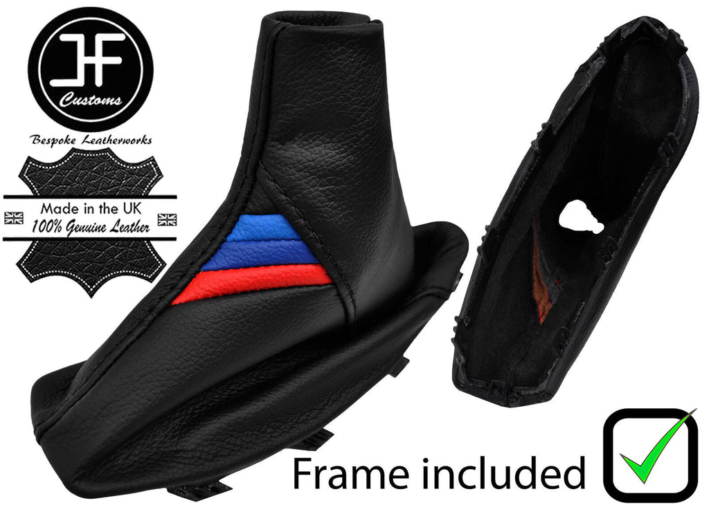 BLACK STITCH TRI STRIPE LEATHER HANDBRAKE+PLASTIC FRAME FOR BMW X3 E83 2003-2010