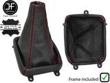 RED STITCH LEATHER GEAR GAITER+PLASTIC FRAME FOR MITSUBISHI PAJERO MK3 00-06