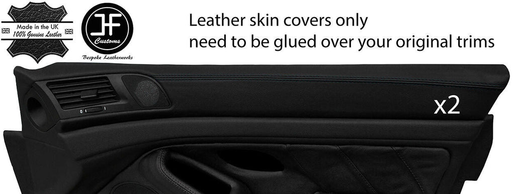 BLACK STITCH 2X UPPER TOP DOOR CAPPING LEATHER COVERS FITS BMW 5 E39 95-03