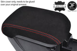 RED STITCH ARMREST LID SUEDE COVER FOR MITSUBISHI LANCER EVO 10 X 2008-2016