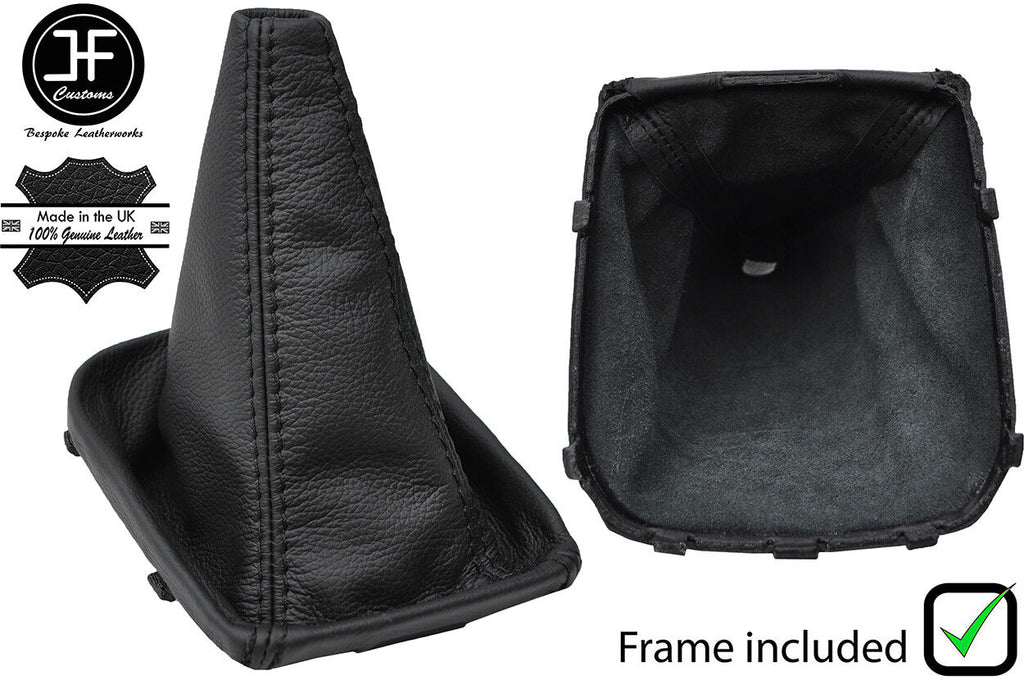 BLACK STITCH LEATHER GEAR GAITER+PLASTIC FRAME FOR SUBARU IMPREZA WRX STI 05-07