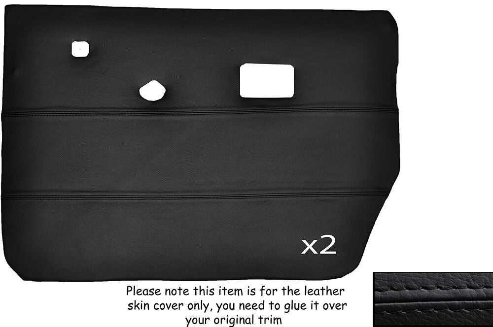 BLACK STITCH 2X REAR FULL DOOR CARD SKIN COVERS FITS HUMBER SCEPTRE MK1 MK2