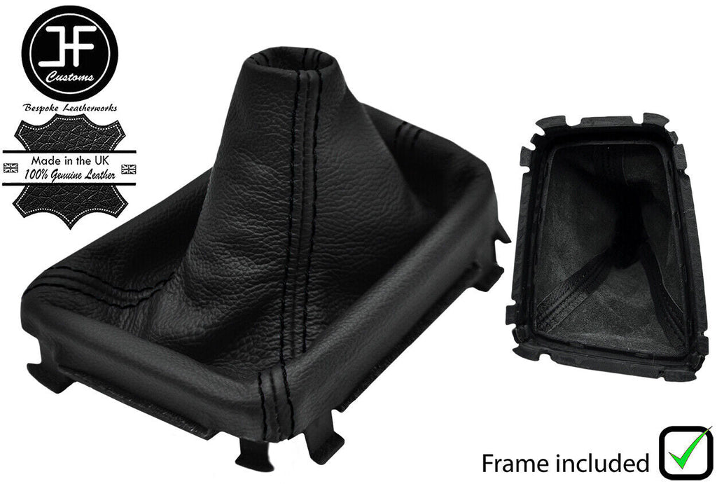BLACK STITCH LEATHER MANUAL GEAR GAITER+PLASTIC FRAME FITS VOLVO V70 S60 01-07