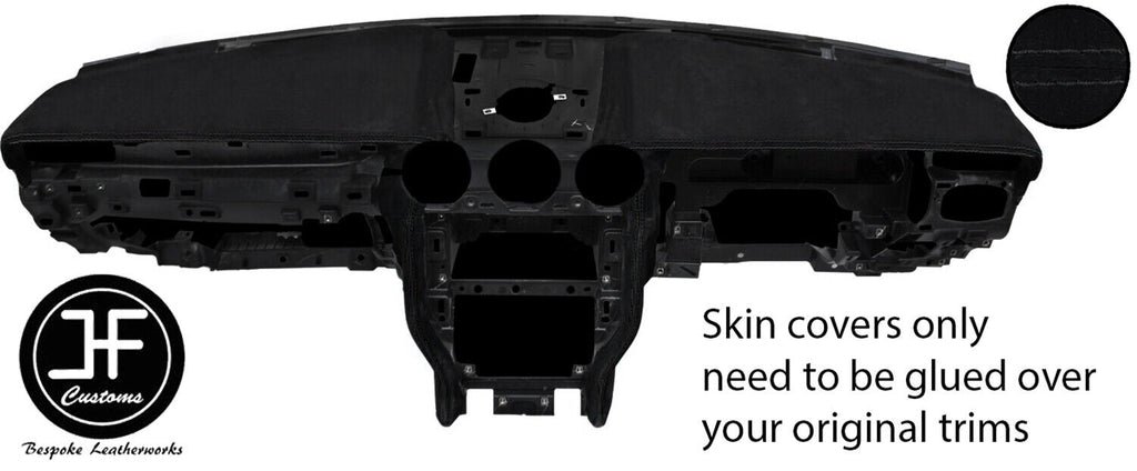 BLACK STITCH 2X TOP DASH PADS RADIO TRIM SUEDE COVERS FOR FORD MUSTANG 15-19