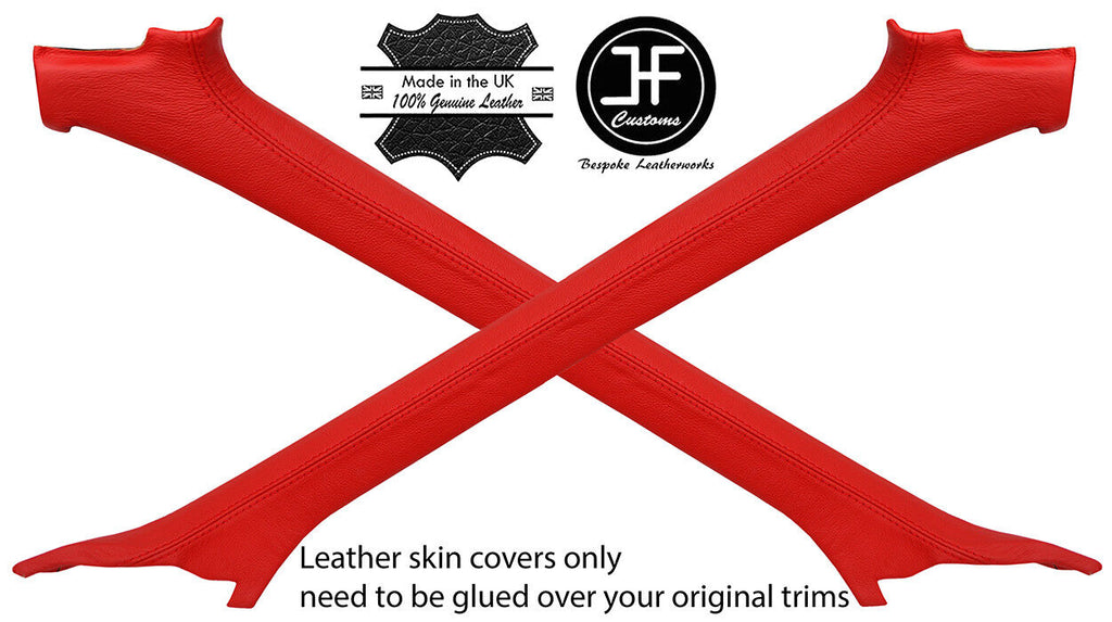 RED REAL LEATHER 2X A PILLAR COVERS FOR MAZDA RX7 FC3S 86-91 CONVERTIBLE