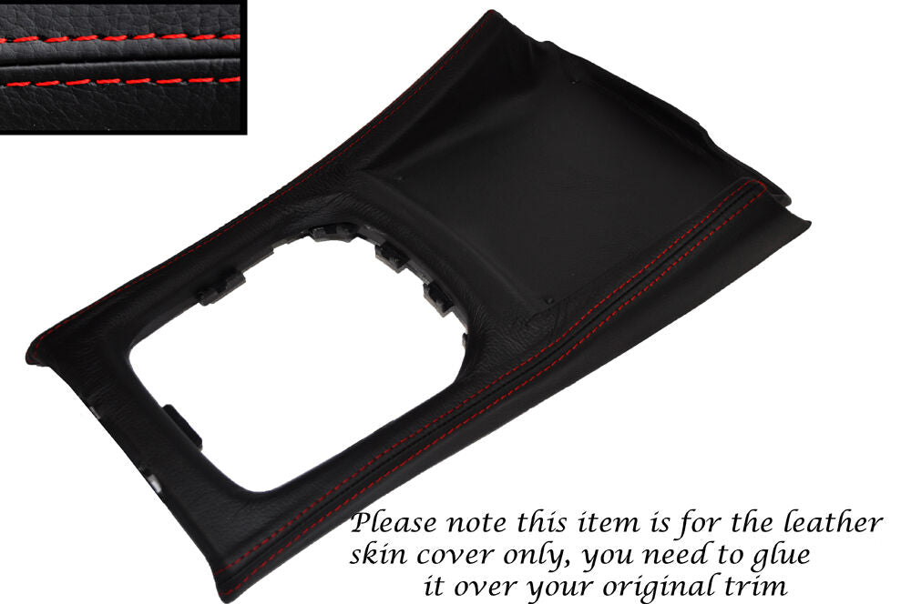 RED STITCH GEAR SURROUND LEATHER SKIN COVER FITS SUBARU IMPREZA 2008-2011