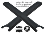 BLACK STITCH 2X A PILLAR REAL LEATHER COVERS FITS MERCEDES SL CLASS R129 89-02