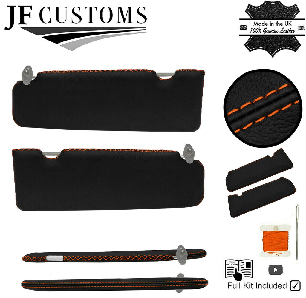 ORANGE CROSS STITCH 2X SUN VISORS LEATHER COVERS FITS NISSAN PATROL Y60 87-97