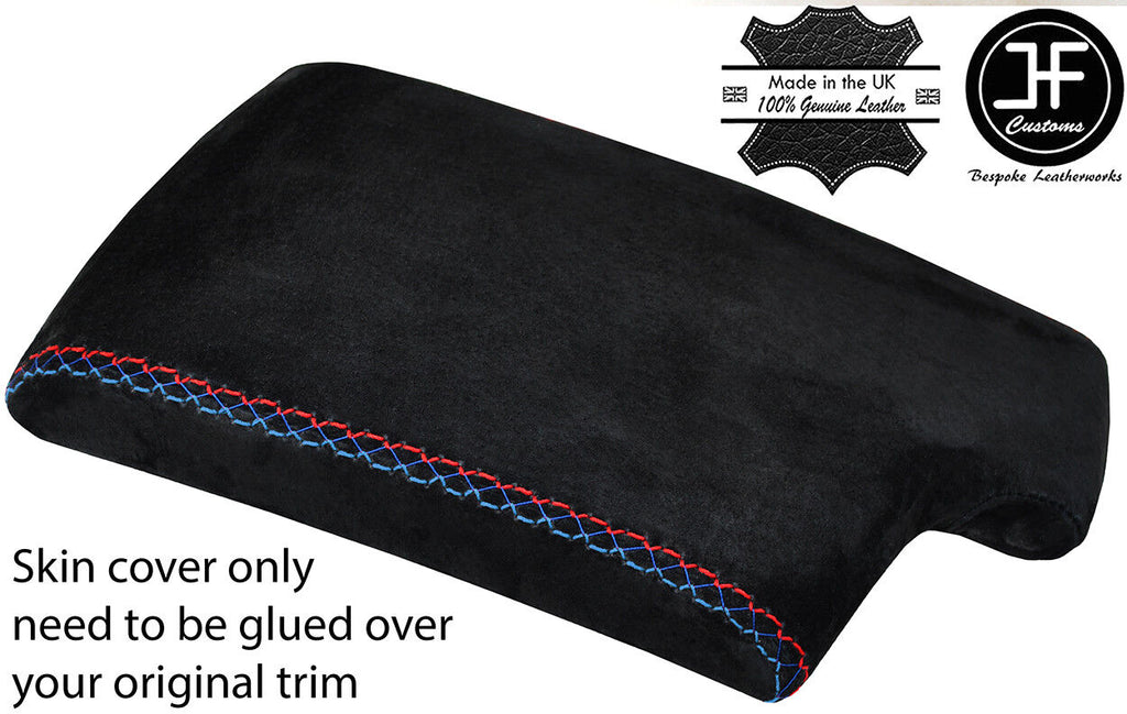 TRI CROSS STITCHING SUEDE ARMREST LID COVER FOR FOR BMW E90 E91 E92 E93 06-12