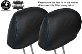BLUE STITCH 2X FRONT HEADREST LEATHER COVERS FITS HONDA PRELUDE MK5 MK V 97-01