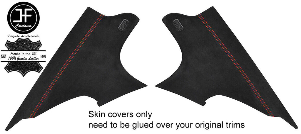 RED STITCH 2X REAR C PILLAR SUEDE COVERS FOR BMW 3 SERIES E90 SALOON 06-13