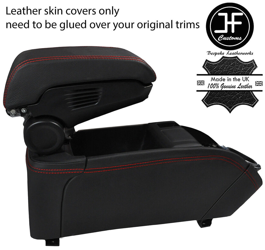 RED STITCH CENTRE CONSOLE TRIM & ARMREST LID LEATHER COVERS FOR BMW I3 13-19