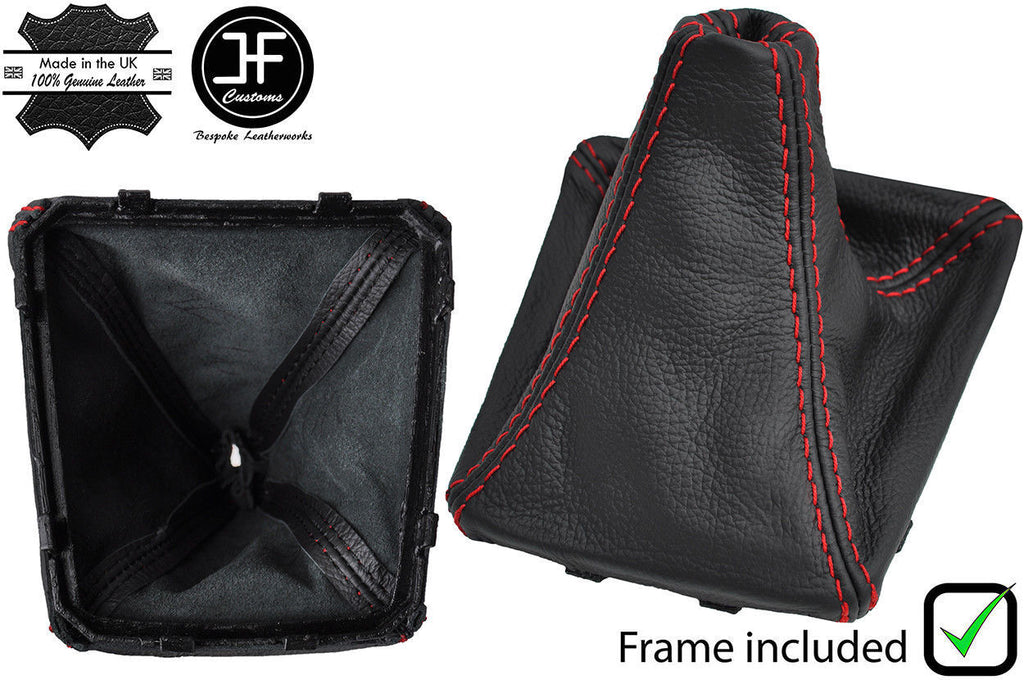 RED STITCH LEATHER GEAR GAITER + PLASTIC FRAME FOR MERCEDES CLA CLASS 13-18