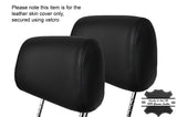 BLACK STITCH 2X FRONT HEADREST LEATHER SKIN COVERS FITS BMW 3 SERIES E36 92-99