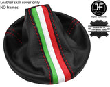 RED STITCH ITALIAN FLAG TOP GRAIN LEATHER GEAR GAITER FITS FIAT 500 2007-2016