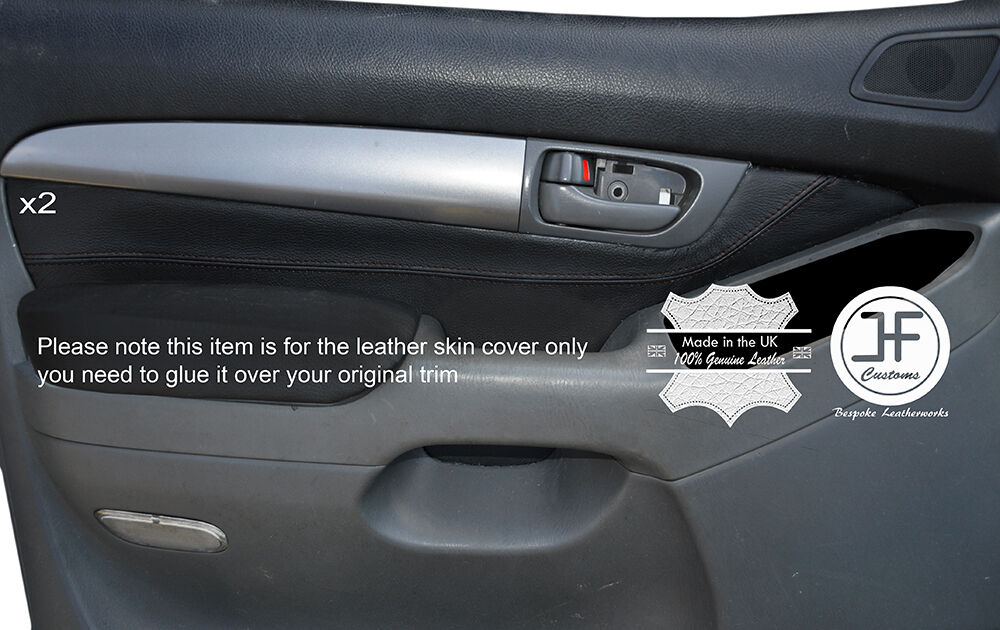 BLACK STITCH 2X REAR DOOR CARD TRIM COVERS FITS TOYOTA LAND CRUISER J120 03-09