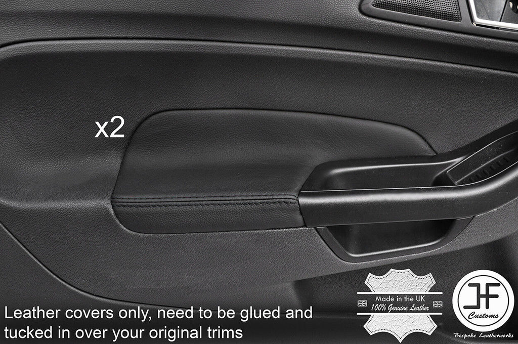 BLACK STITCH 2X FRONT DOOR ARMREST LTHR COVERS FOR FORD FIESTA MK9 13-16 3 DOOR