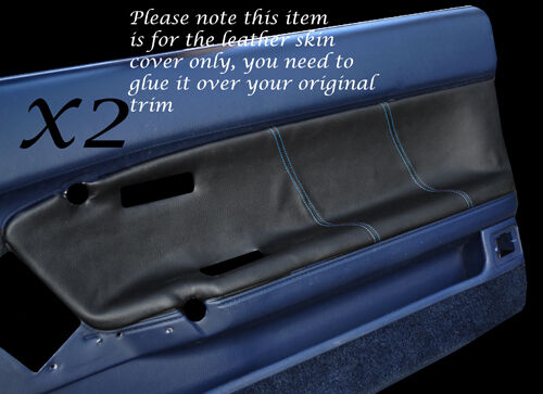 BLUE STITCH 2X FRONT DOOR CARDS LEATHER COVERS FITS TOYOTA CELICA ST162 85-89
