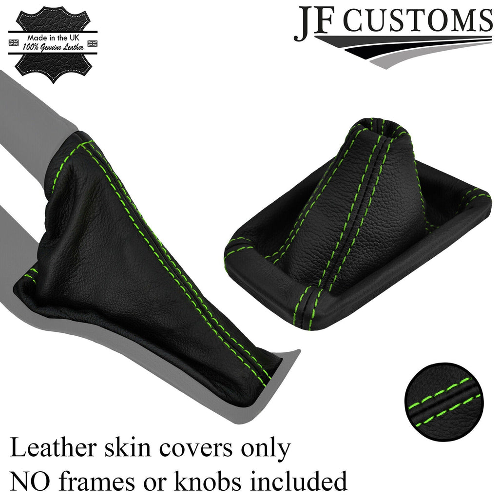 L GREEN STITCH ITALIAN LEATHER GEAR HANDBRAKE GAITER COVERS FOR FORD FOCUS 14-18