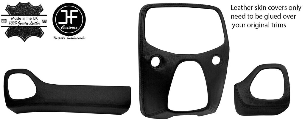 BLACK TOP GRAIN LEATHER THREE PIECE DASH KIT TRIM COVERS FOR PEUGEOT 108 14-19