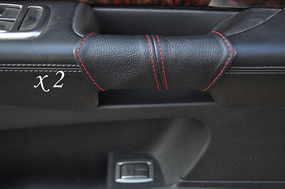 RED STITCH FITS JAGUAR XF 2008+ 2X FRONT DOOR HANDLE LEATHER COVERS CUSTOM NEW