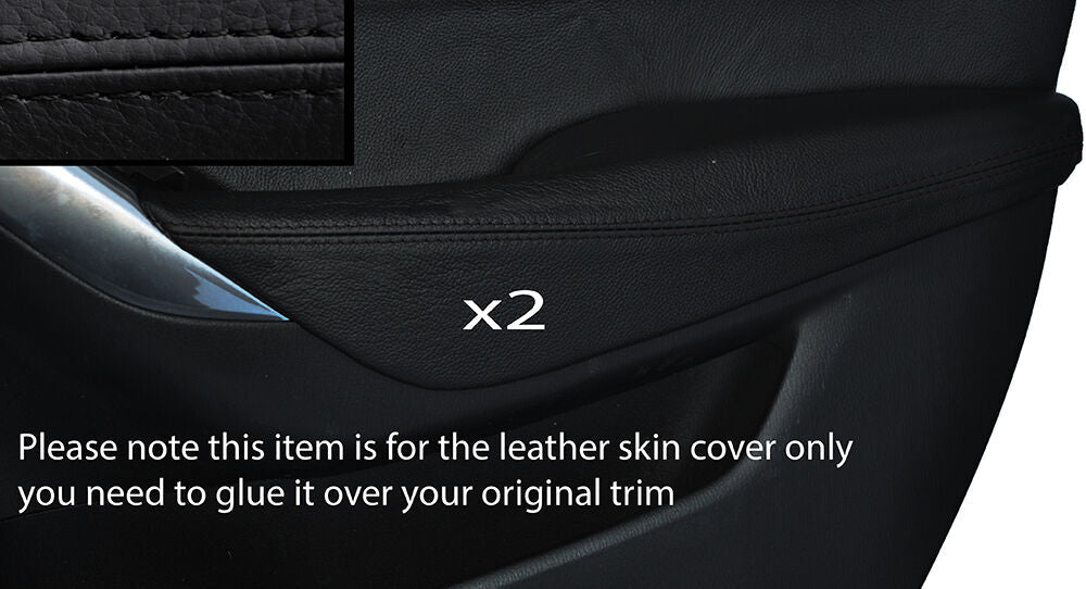 BLACK STITCH 2X FRONT DOOR ARMREST LEATHER SKIN COVER FITS MAZDA 6 2012-2015
