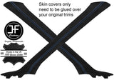 BLUE STITCH 2X A PILLAR SUEDE COVERS FITS FORD TRANSIT MK7 06-13 STYLE 2