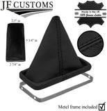 BLACK STITCH TOP GRAIN LEATHER GEAR GAITER + METAL FRAME FITS CORVETTE C3 68-77