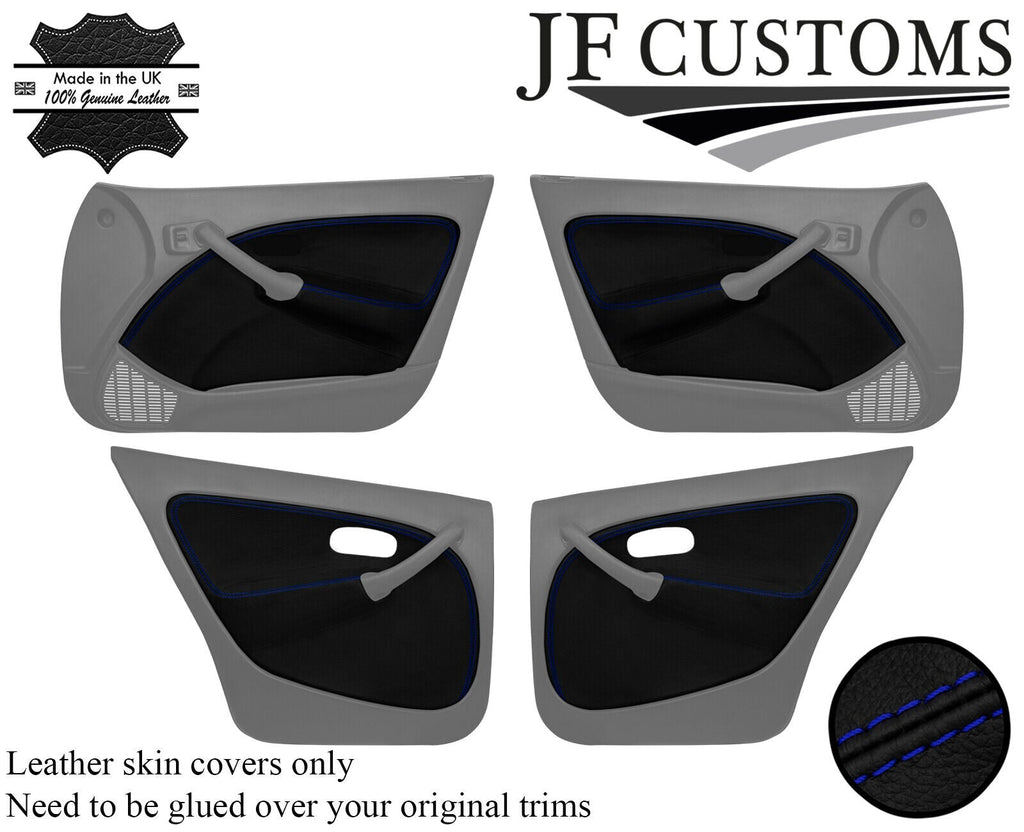BLUE STITCH LEATHER 4X FRONT REAR DOOR CARD TRIM COVERS FOR ROVER 45 MG ZS 99-05