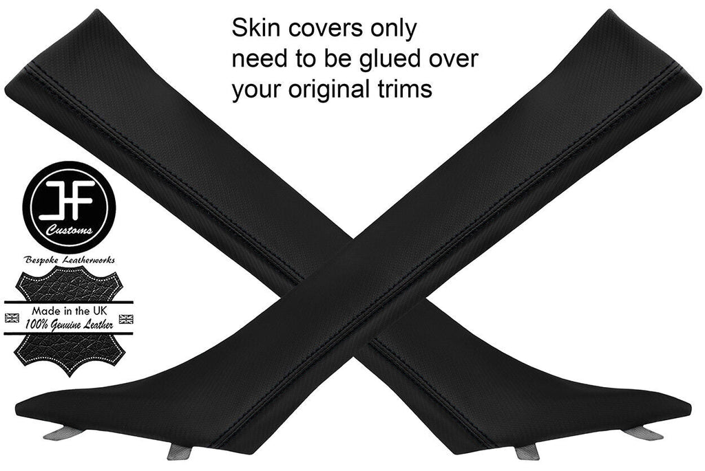 BLACK STITCH 2X A PILLAR CARBON VINYL COVERS FOR BMW 3 SERIES F30 F31 11-18