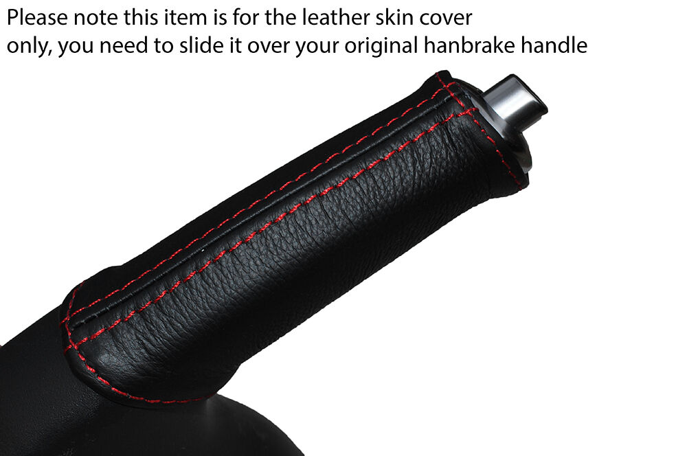 RED STITCH HANDBRAKE HANDLE LEATHER SKIN COVER FITS FORD FIESTA MK9 2013-2016
