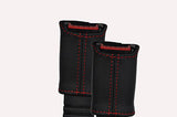 red stitch FITS HYUNDAI ACCENT 2X FRONT SEAT BELT STALK LEATHER COVERS
