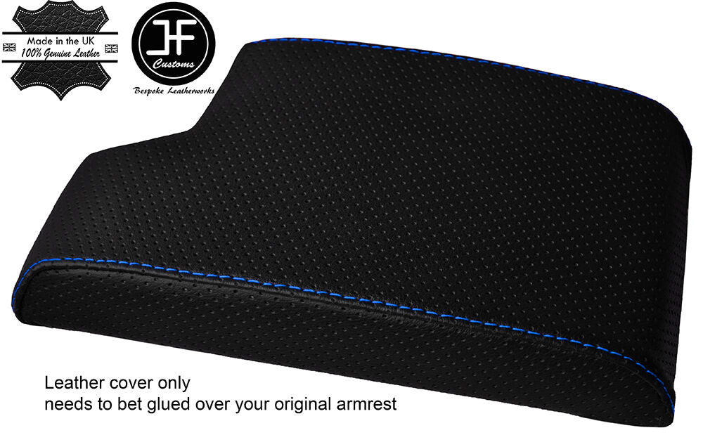 BLUE STITCH ARMREST COVER PERFORATED LEATHER FOR BMW 3 SERIES E90 E91 E92 E93