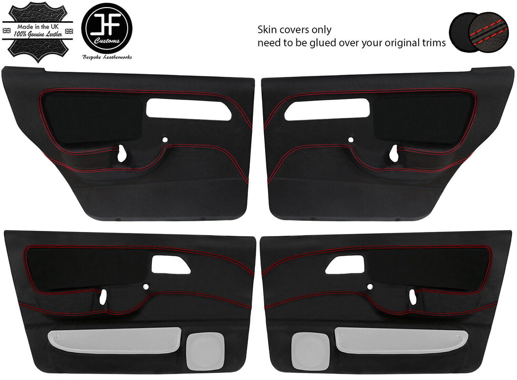 RED STITCH 4X DOOR CARD KIT LTHR SUEDE COVERS FOR FORD SIERRA RS COSWORTH JF1